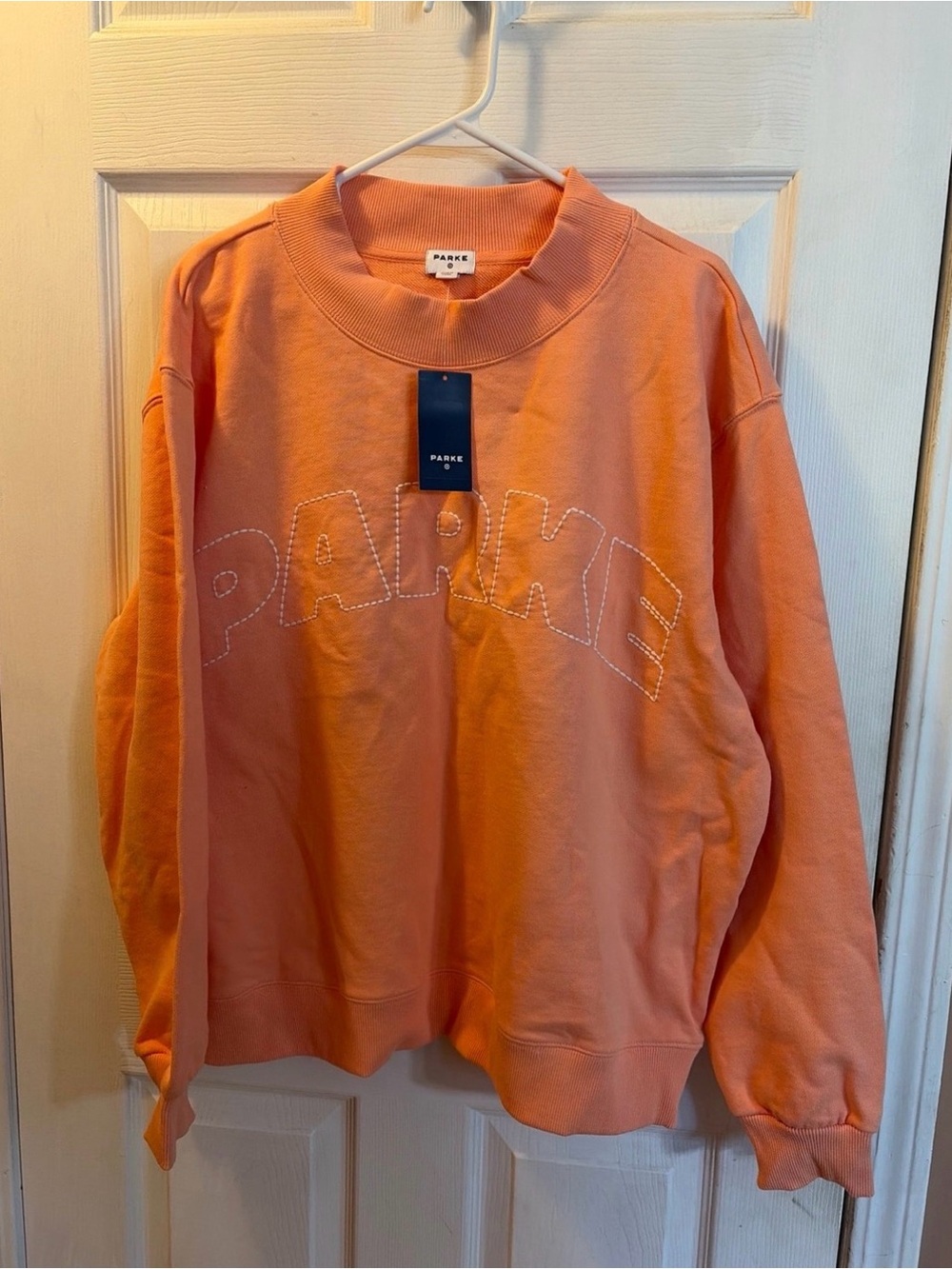Parke Embroidered Logo Sweatshirt - size large x-large  Orange
